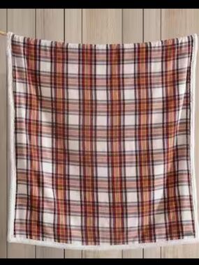 Eddie Bauer Edgewood Plaid Sherpa Throw Blanket Red Cabin Cozy 50x60 Soft